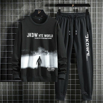 Sweatshirt and Pants Printed Set - GRUMSPS8 - Black Black