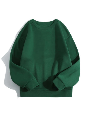 Groove Round Neck Plain Fleece Sweatshirt ARNPFS1 - Bottle Green