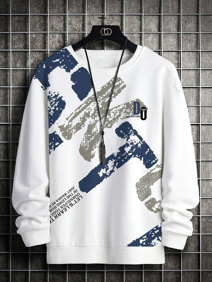 Mens Printed Sweatshirt GRMPR32 - White