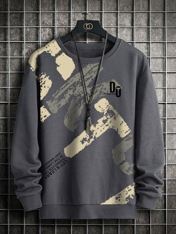 Mens Printed Sweatshirt GRMPR32 - Charcoal