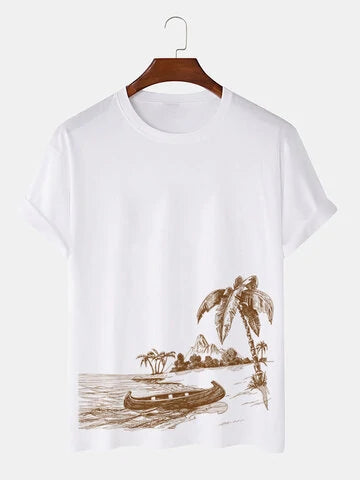 Mens Premium Cotton Printed T-Shirt - GRMPR36 - White