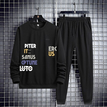 Sweatshirt and Pants Printed Set - GRUMSPS10 - Black Black