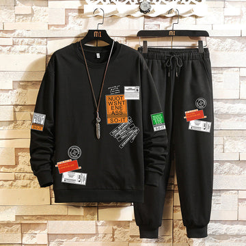 Sweatshirt and Pants Printed Set - GRUMSPS13 - Black Black