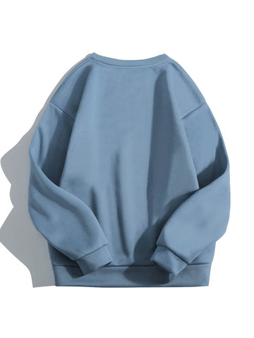 Groove Round Neck Plain Fleece Sweatshirt ARNPFS1 - Light Blue