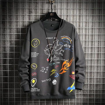 Mens Printed Sweatshirt MPRIN103 - Charcoal