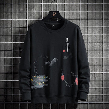 Mens Printed Sweatshirt MPRIN102 - Black