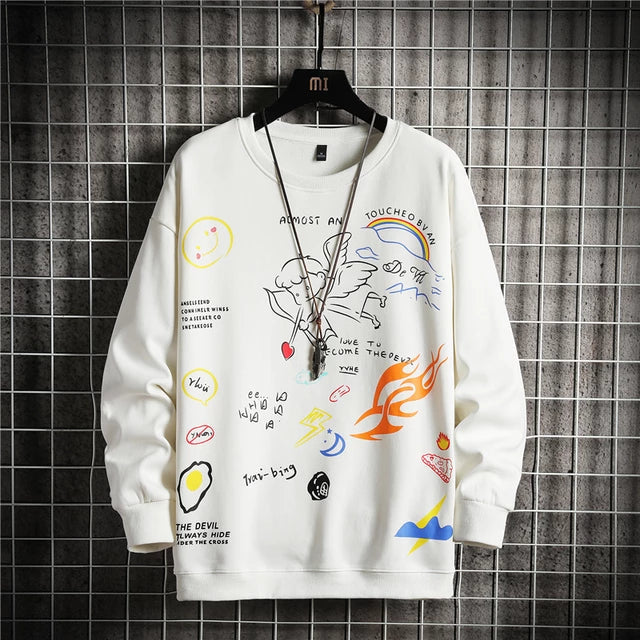 Mens Printed Sweatshirt MPRIN103 - White