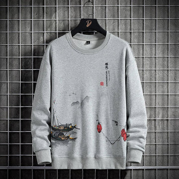 Mens Printed Sweatshirt MPRIN102 - Grey