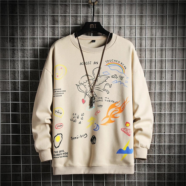 Mens Printed Sweatshirt MPRIN103 - Cream