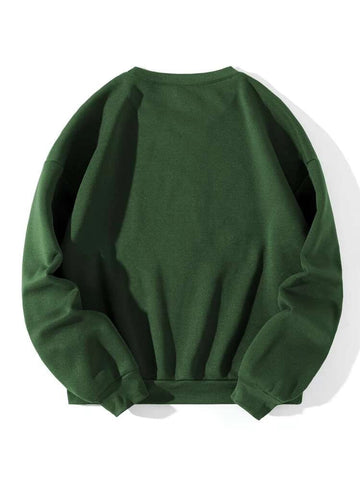 Groove Round Neck Printed Fleece Sweatshirt APRIN3 - Green