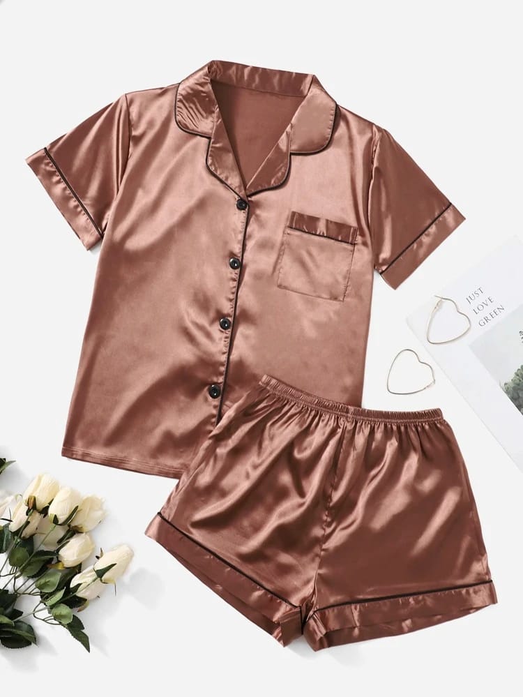 Womens Premium Silky Satin Night Suit Set AMSNS10