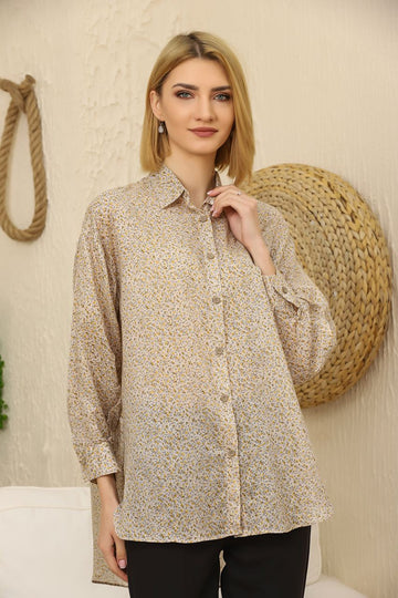 Groove Womens Oversized Printed Button Shirt AMWOBS16