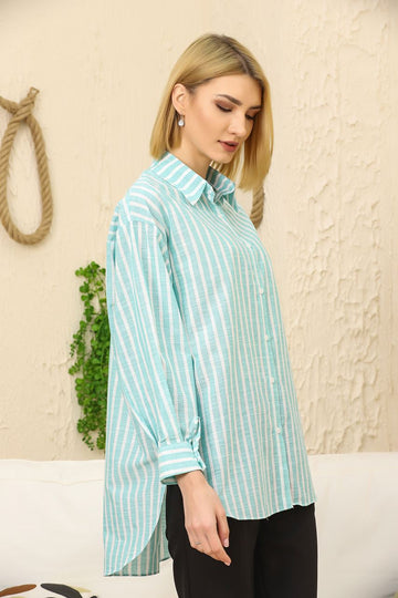 Groove Womens Oversized Printed Button Shirt AMWOBS25