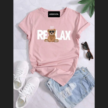Womens Premium Cotton Printed T-Shirt - APRIN62 - Pink