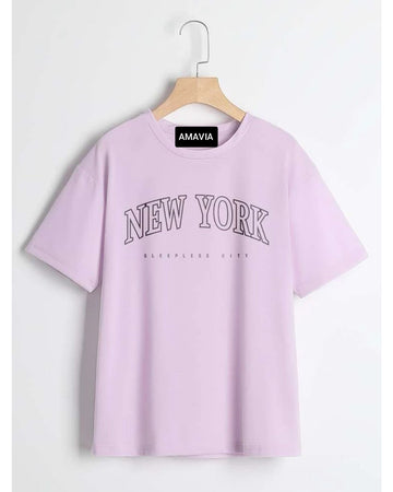 Womens Premium Cotton Printed T-Shirt - APRIN127 - Purple