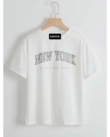 Womens Premium Cotton Printed T-Shirt - APRIN127 - White