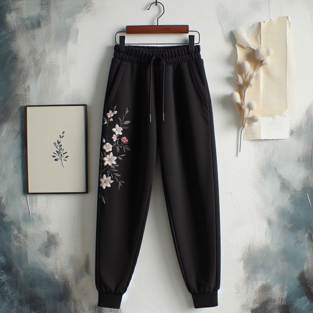 Womens Printed WGJP1 Jogger Pants by Groove - WGJPPRIN12 - Black