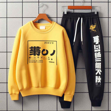 Sweatshirt and Pants Printed Set - GRUMSPS17 - Yellow Black