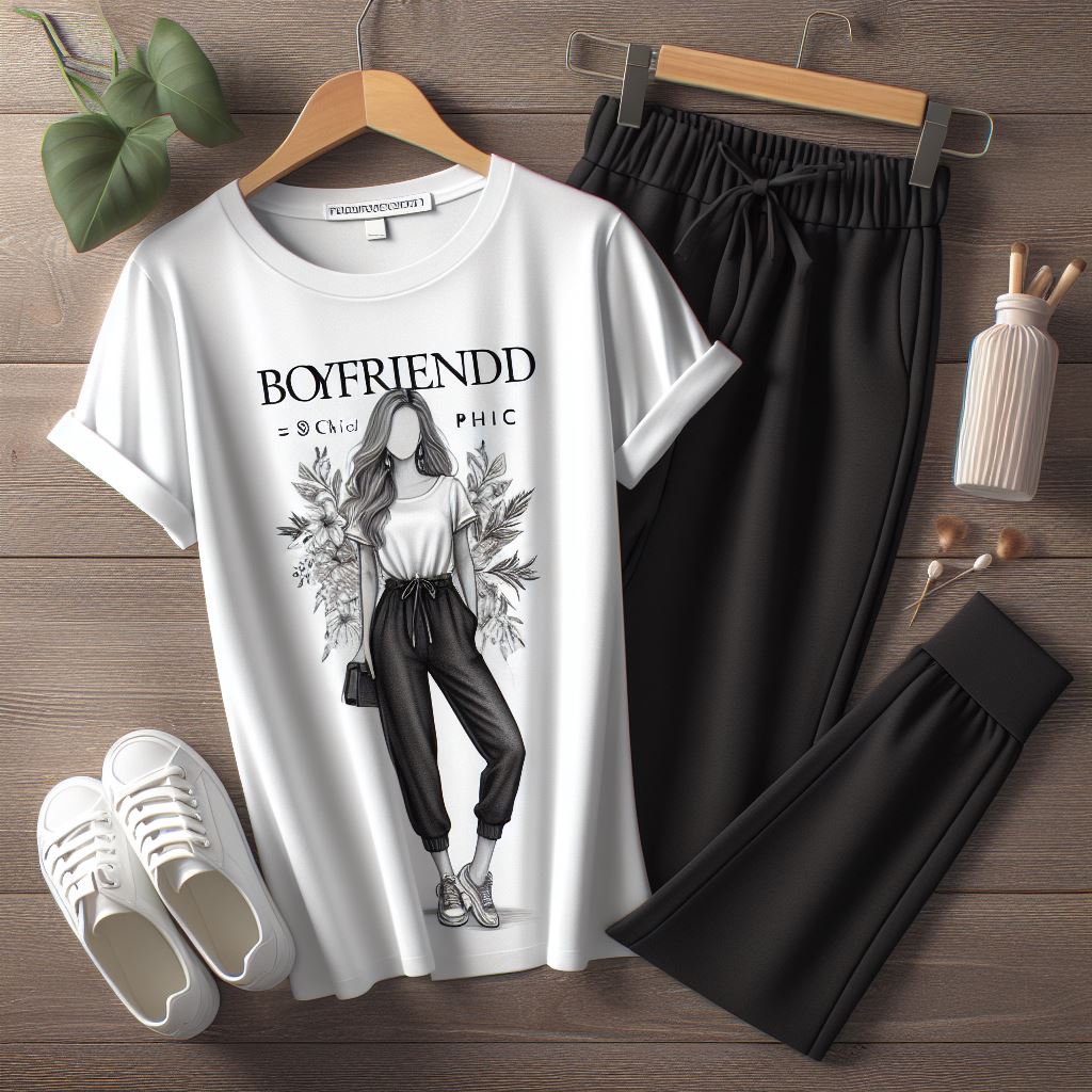 USSX T-Shirt and Jogger Pants Printed Set - GRUUXWSS1 - White Black