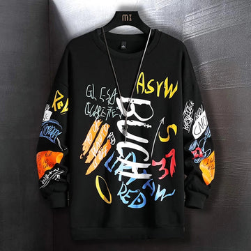 Mens Printed Sweatshirt MPRIN100 - Black