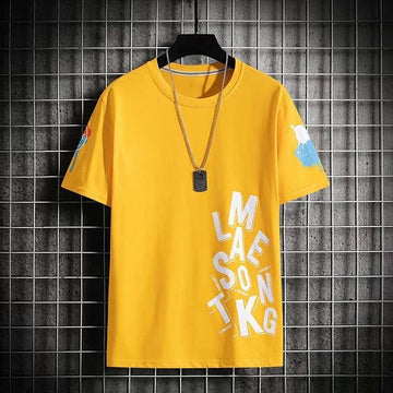Mens Premium Cotton Printed T-Shirt - MPRIN63 - Yellow