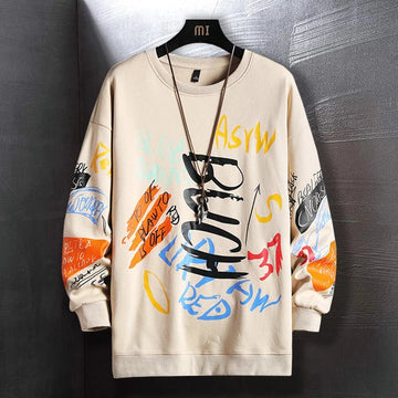 Mens Printed Sweatshirt MPRIN100 - Cream