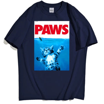 Womens Premium Cotton Printed T-Shirt - APRIN205 - Navy Blue