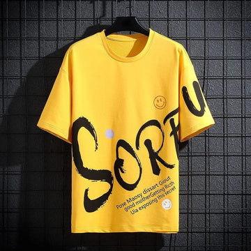 Mens Premium Cotton Printed T-Shirt - MPRIN81 - Yellow