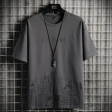 Mens Premium Cotton Printed T-Shirt - MPRIN77 - Charcoal