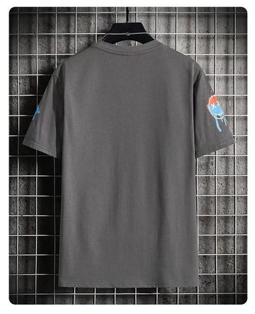 Mens Premium Cotton Printed T-Shirt - MPRIN63 - Charcoal