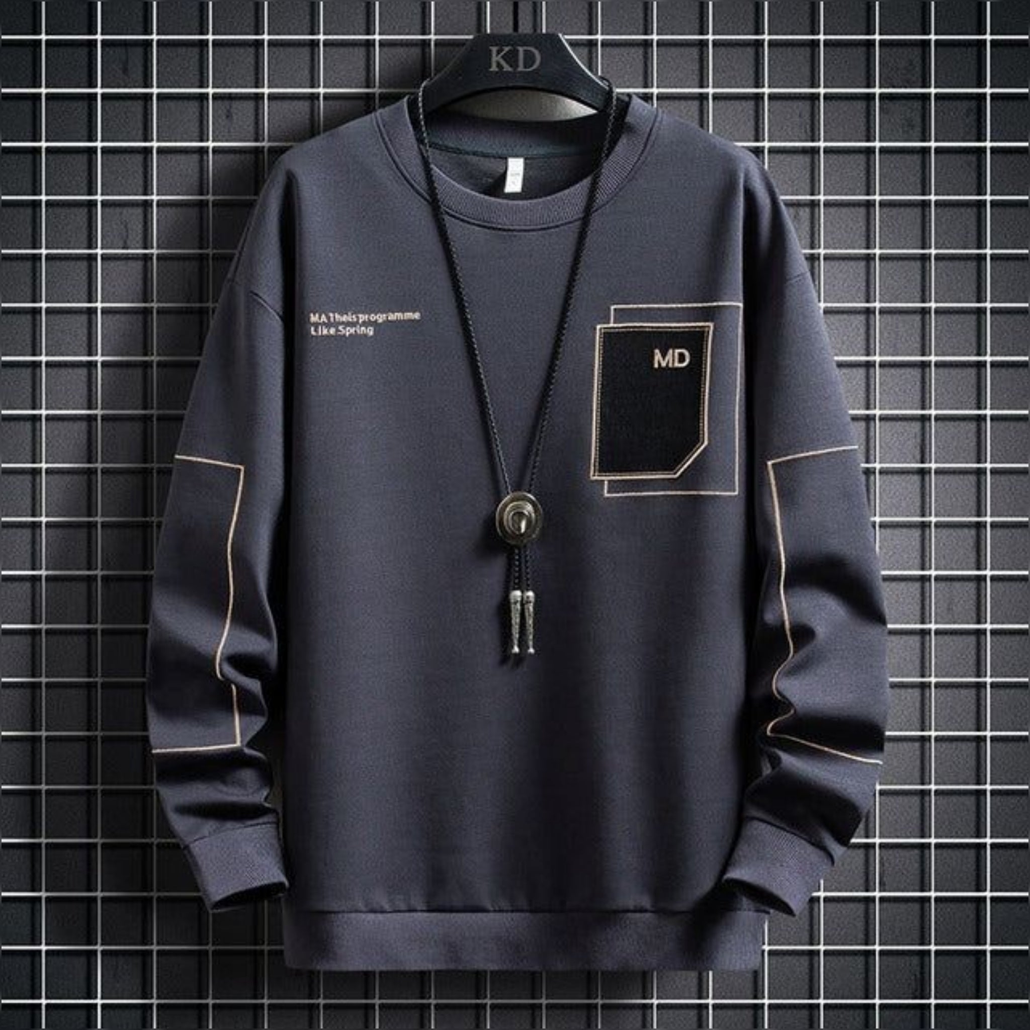 Mens Printed Sweatshirt MPRIN118 - Charcoal