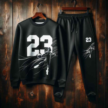 Sweatshirt and Pants Printed Set - GRUMSPS24 - Black Black