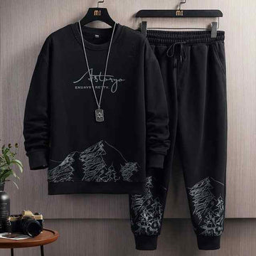 Sweatshirt and Pants Printed Set - GRUMSPS1 - Black Black