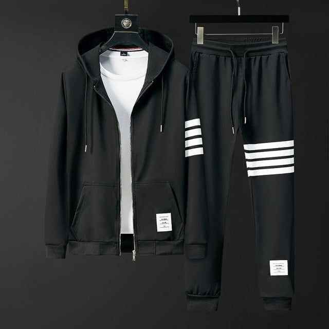 Zipper Closure Hoodie Jacket & Pants Set main image 1