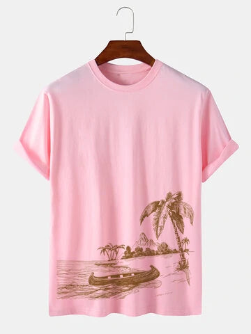 Mens Premium Cotton Printed T-Shirt - GRMPR36 - Pink