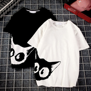 Womens Premium Cotton Printed T-Shirt - APRIN195 - Black