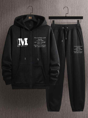 Zip Jacket and Pants Printed Set - GRUMZJPS4 - Black Black