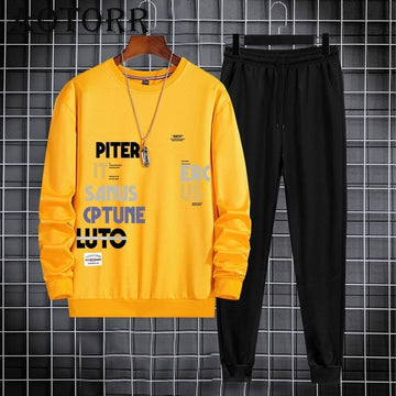 Sweatshirt and Pants Printed Set - GRUMSPS11 - Yellow Black