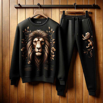 Sweatshirt and Pants Printed Set - GRUMSPS21 - Black Black