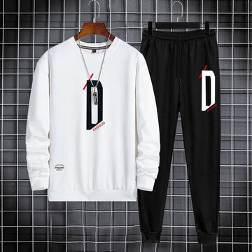 Sweatshirt and Pants Printed Set - GRUMSPS9 - White Black