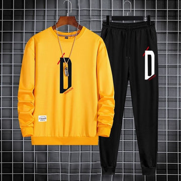Sweatshirt and Pants Printed Set - GRUMSPS9 - Yellow Black
